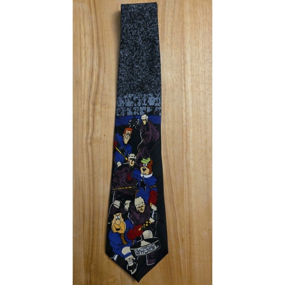 90s 1994 Cartoon Network Neck Tie Hockey Flintstones Jetsons Yogi Hanna Barbera